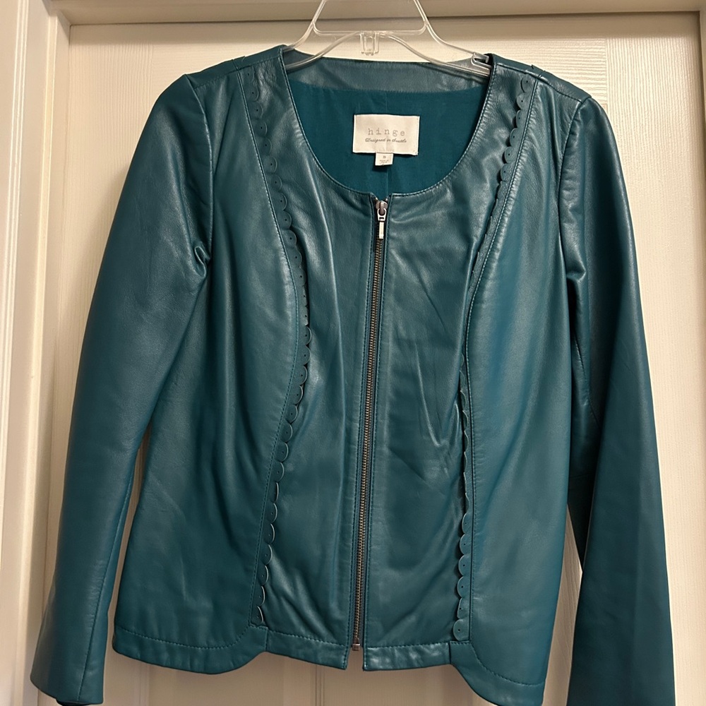 Hinge Deep Teal Lightweight Leather Jacket